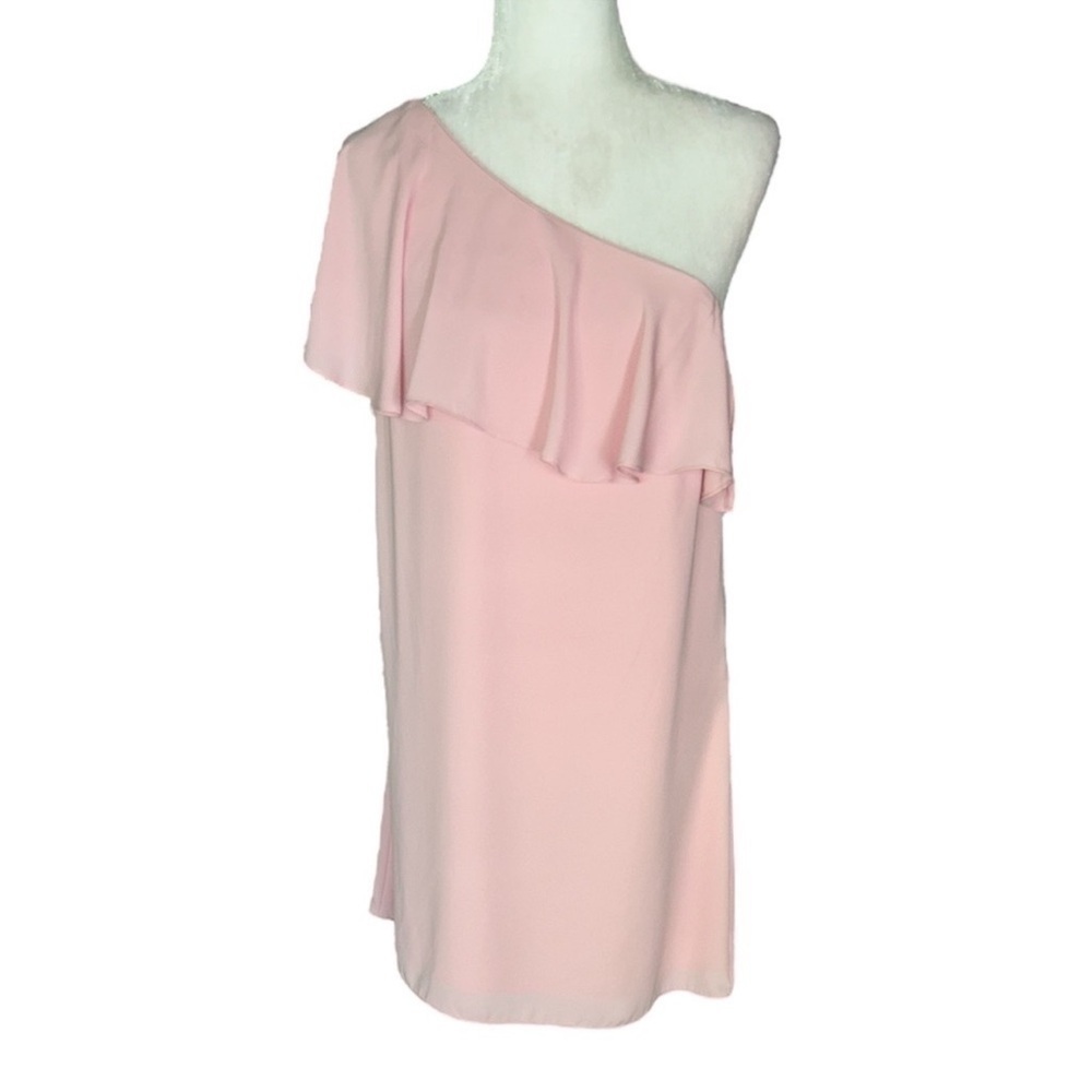Amanda Uprichard Zoe Dress One Shoulder Ruffle Mini Length Pink Size Small - Picture 3 of 12